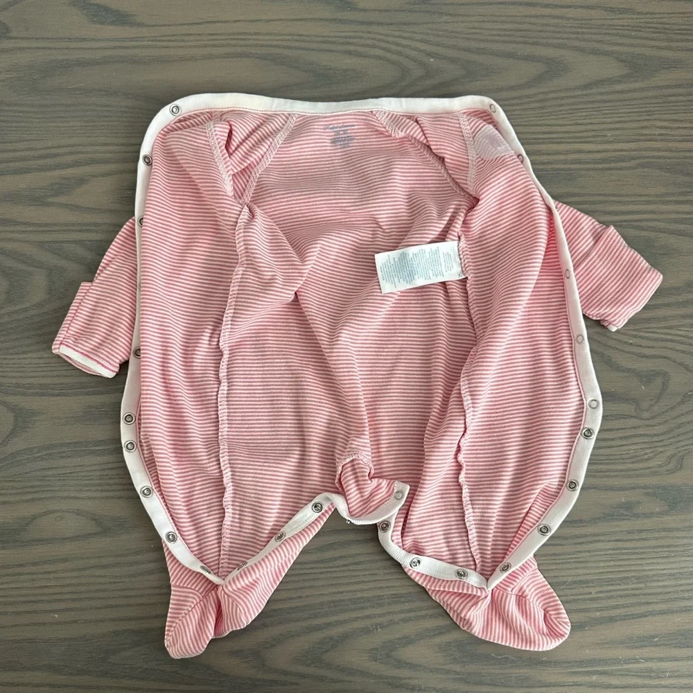 RALPH LAUREN BABY GIRL STRIPED COTTON FOOTED COVERALL